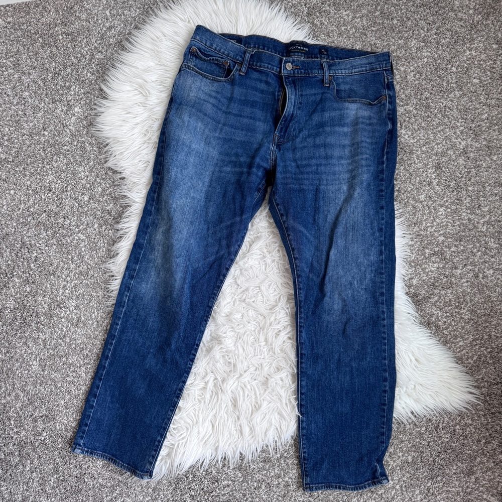 Lucky Brand 410 Athletic Slim Jeans Mens 38x30 Blue Stretch Denim
